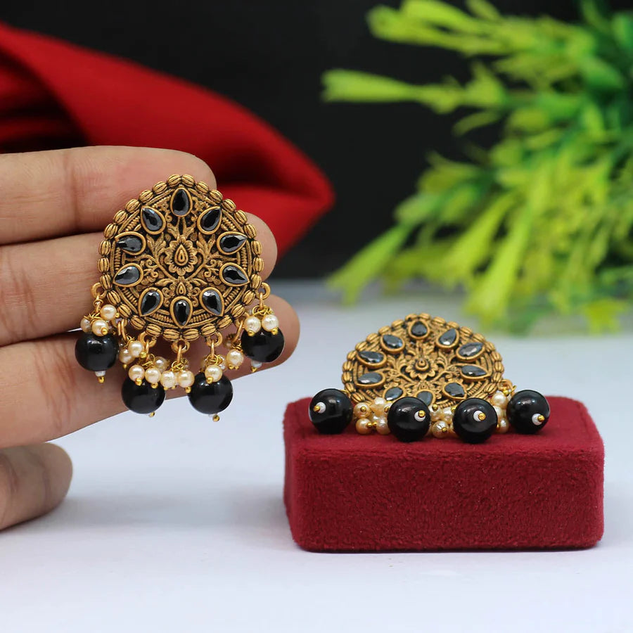 Black Color Antique Earrings