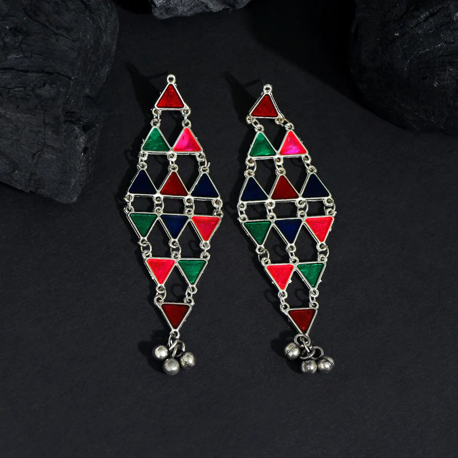 Multi Color Meenakari Oxidised Earrings