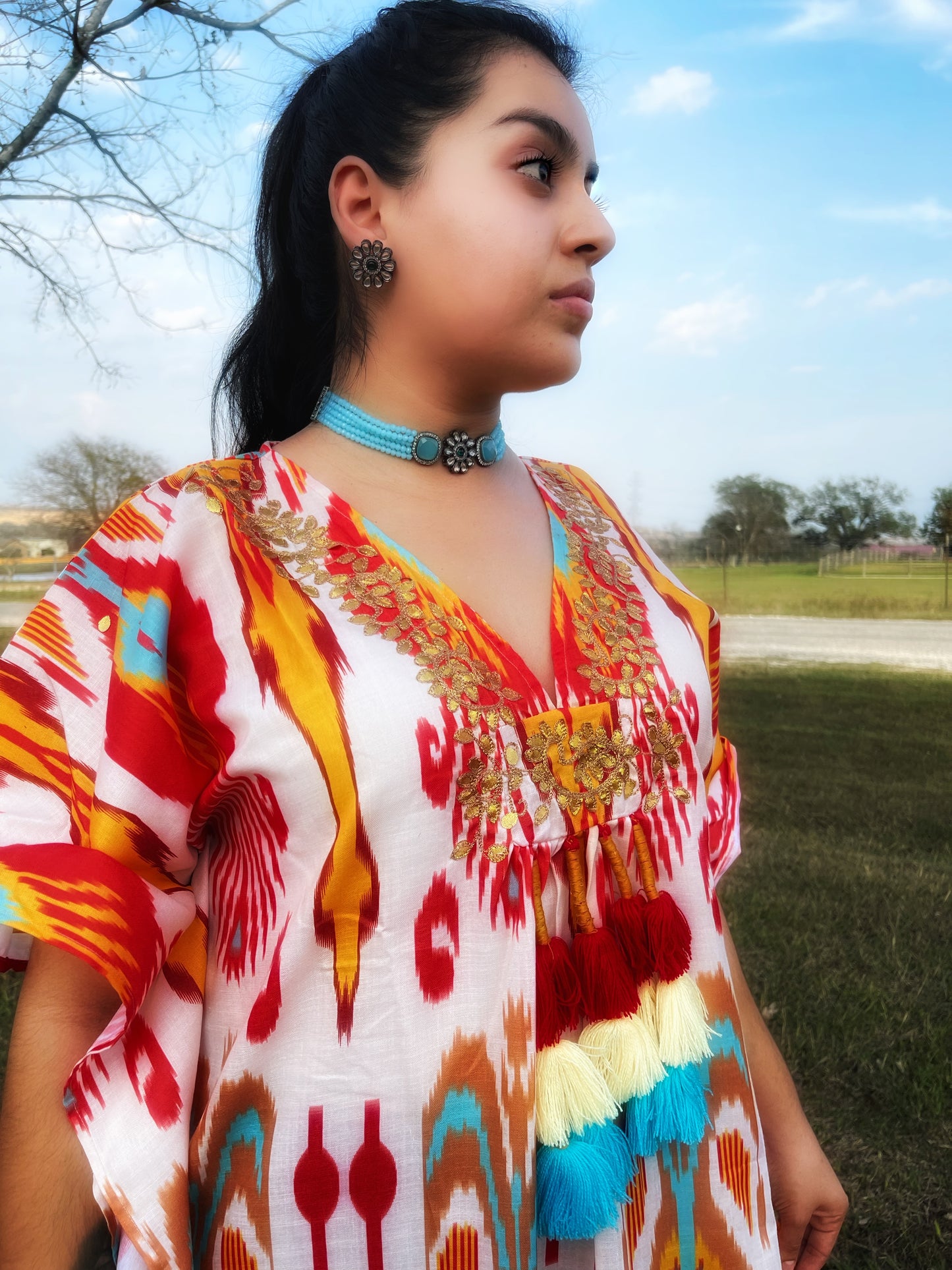 Blue Choker Set with Beads