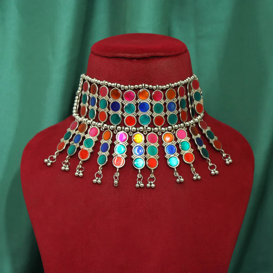 Multi Color Oxidised Necklace