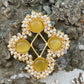 Unique Yellow Color Glass Stone with Beads