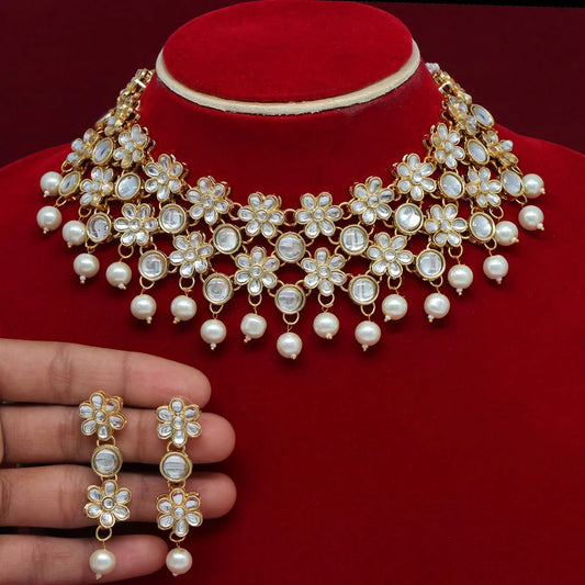 White Color Kundan Necklace Set