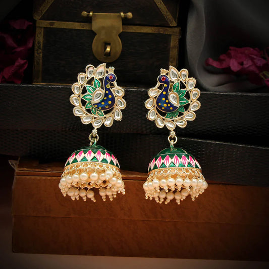 Kundan Peacock Earrings