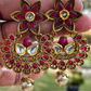 Rani Color Glass Stone Matte Gold Earrings