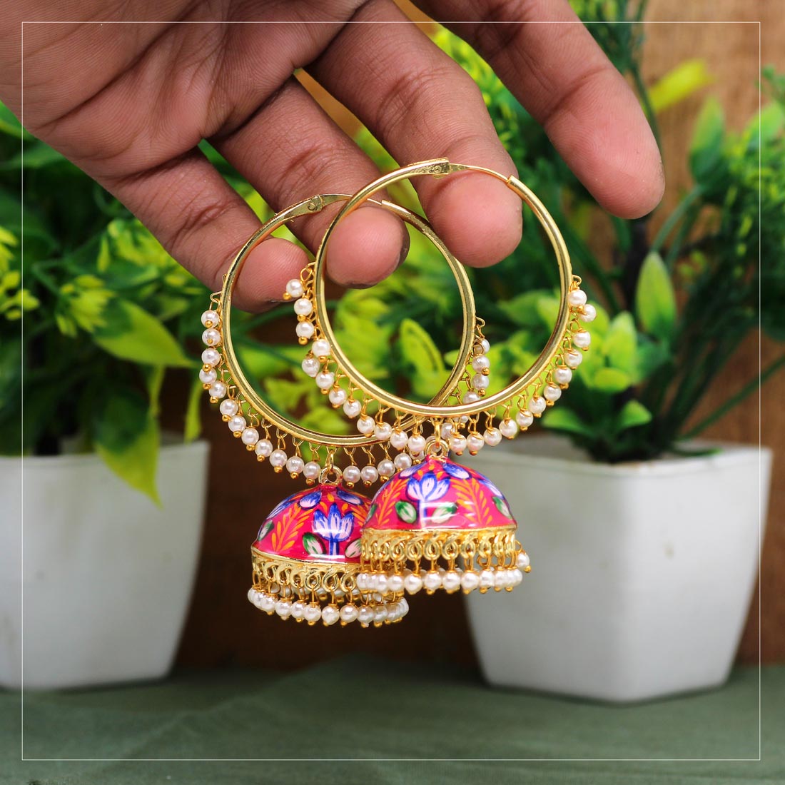 Handpainted Meenakari Earrings